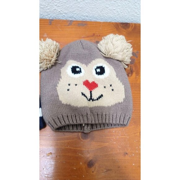 Disney & H&M Toddler Knit Beanies Set With Pom-Pom & Animal Face Design Size 18 - Picture 3 of 9